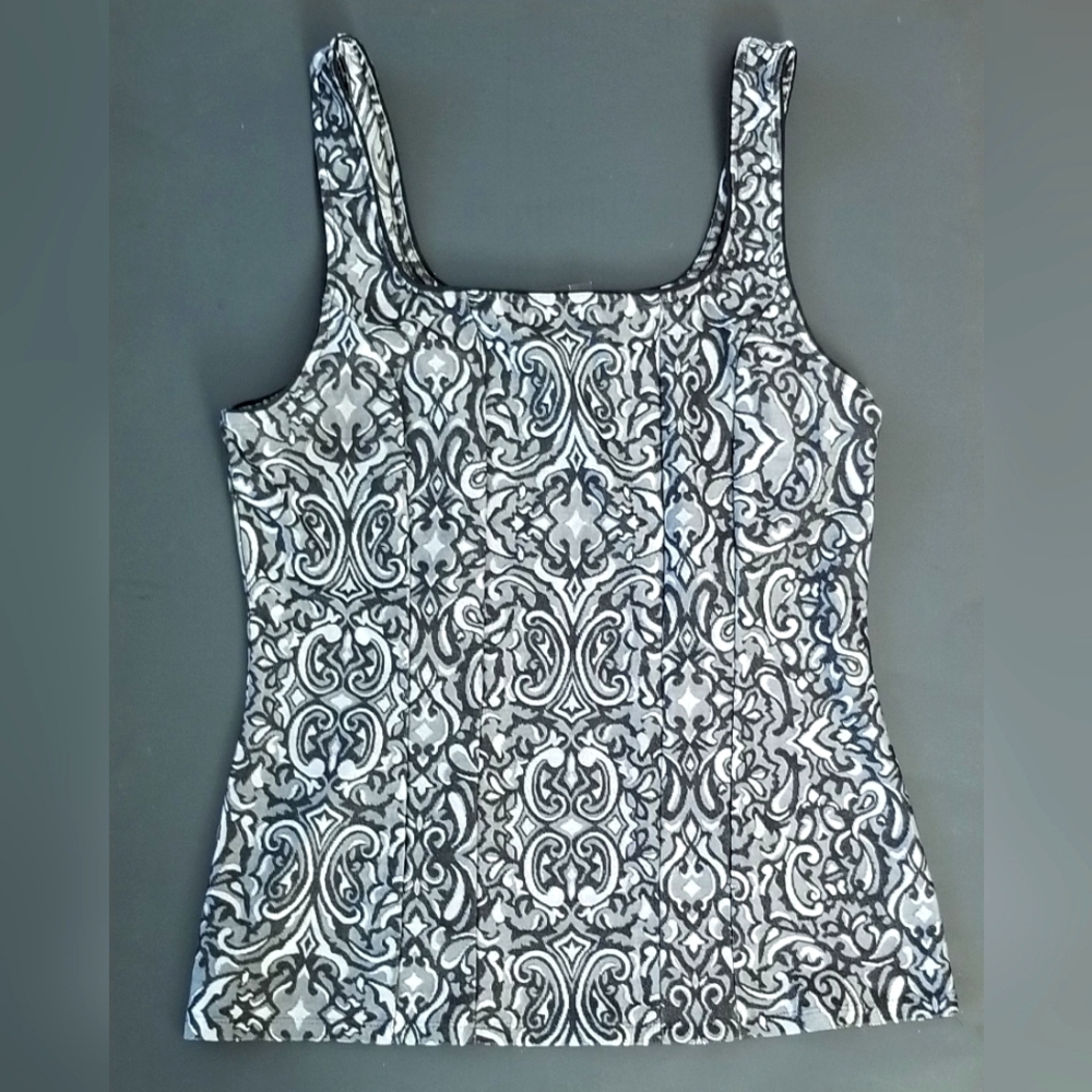 WHITE HOUSE BLACK MARKET Shiny Jacquard Cami - Black/Silver/ Grey - Size M (NWT)